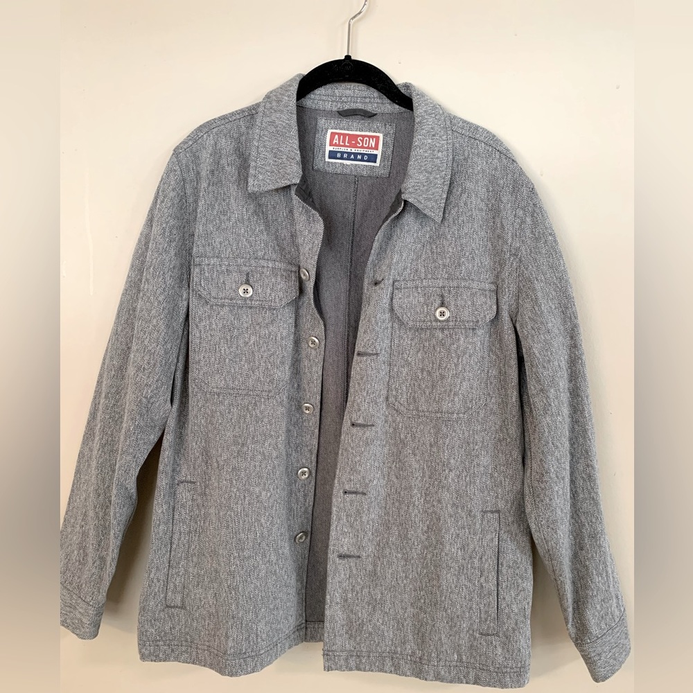 All-Son Men’s Textured Button Down Shirt Jacket Size M